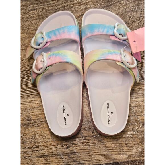 Stoney clover target slip on rubber sandals Womens 7 (youth 5) tiedye hearts - Picture 4 of 5